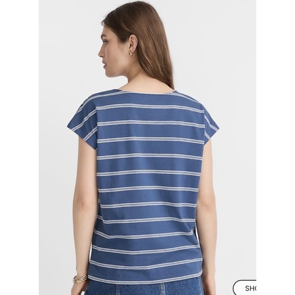 LOFT Striped Modern Wedge Tee NWT SIZE M - Picture 2 of 3